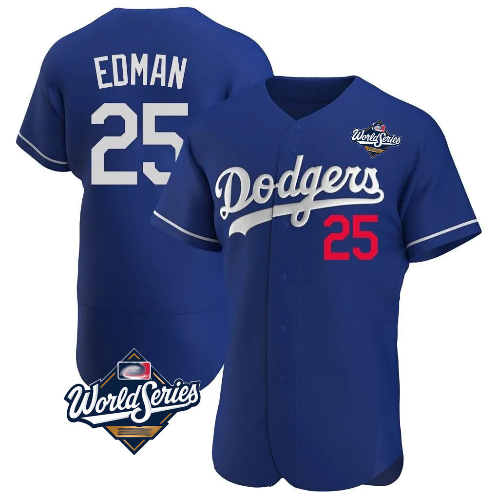 Johmsee LA.Dodgers #25 Tommy Edman Player Royal World Series Limited Elite Home Stitched Jerseys