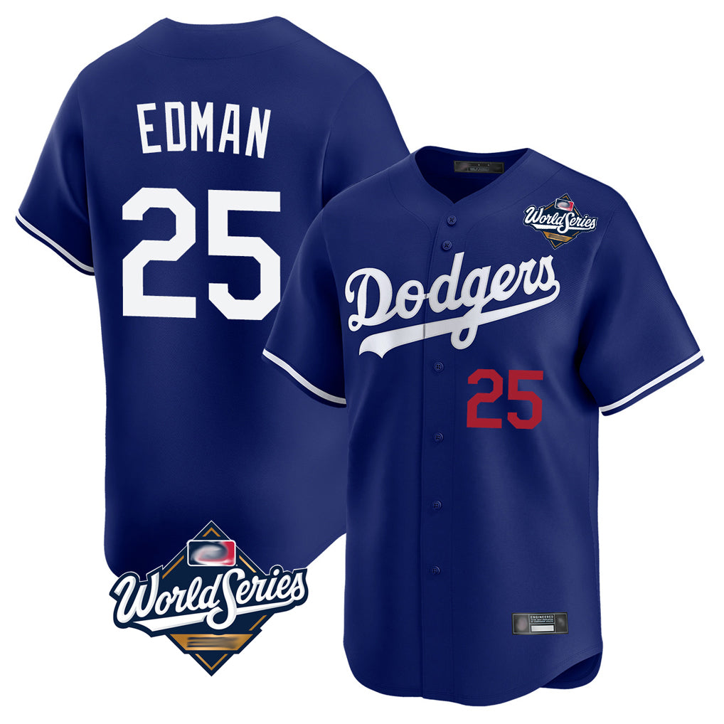 Johmsee LA.Dodgers #25 Tommy Edman Player Royal World Series Limited Home Stitched Jerseys