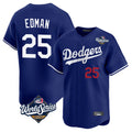 Johmsee LA.Dodgers #25 Tommy Edman Player Royal World Series Limited Home Stitched Jerseys
