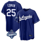 Johmsee LA.Dodgers #25 Tommy Edman Player Royal World Series Meet Game Stitched Jerseys