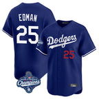 Johmsee LA.Dodgers #25 Tommy Edman Player Royal World Series Meet Limited Home Stitched Jerseys