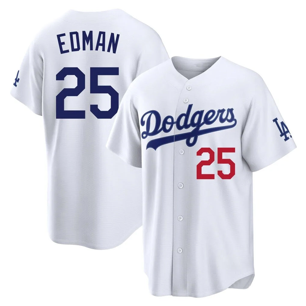 Johmsee LA.Dodgers #25 Tommy Edman Player White Home Game Stitched Jerseys