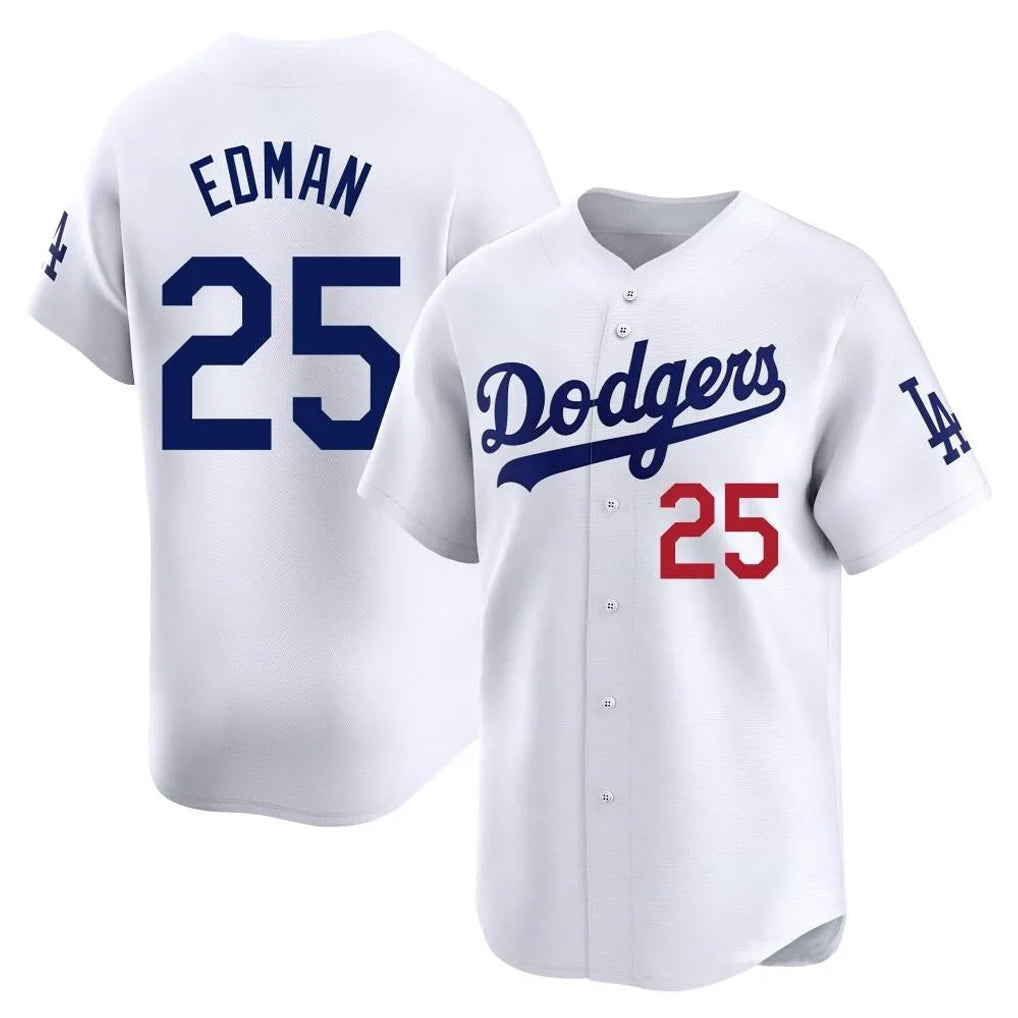 Johmsee LA.Dodgers #25 Tommy Edman Player White Limited Home Stitched Jerseys