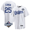 Johmsee LA.Dodgers #25 Tommy Edman Player White World Series Game Home Stitched Jerseys