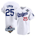 Johmsee LA.Dodgers #25 Tommy Edman Player White World Series Limited Home Stitched Jerseys