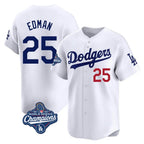Johmsee LA.Dodgers #25 Tommy Edman Player White World Series Meet Limited Home Stitched Jerseys