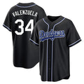 Johmsee LA.Dodgers #34 Fernando Valenzuela Player Black Carbon Limited Home Stitched Jerseys
