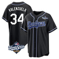 Johmsee LA.Dodgers #34 Fernando Valenzuela Player Black World Series Carbon Limited Home Stitched Jerseys