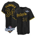 Johmsee LA.Dodgers #34 Fernando Valenzuela Player Black World Series Snake Skin City Game Home Stitched Jerseys