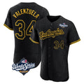 Johmsee LA.Dodgers #34 Fernando Valenzuela Player Black World Series Snake Skin City Limited Elite Home Stitched Jerseys