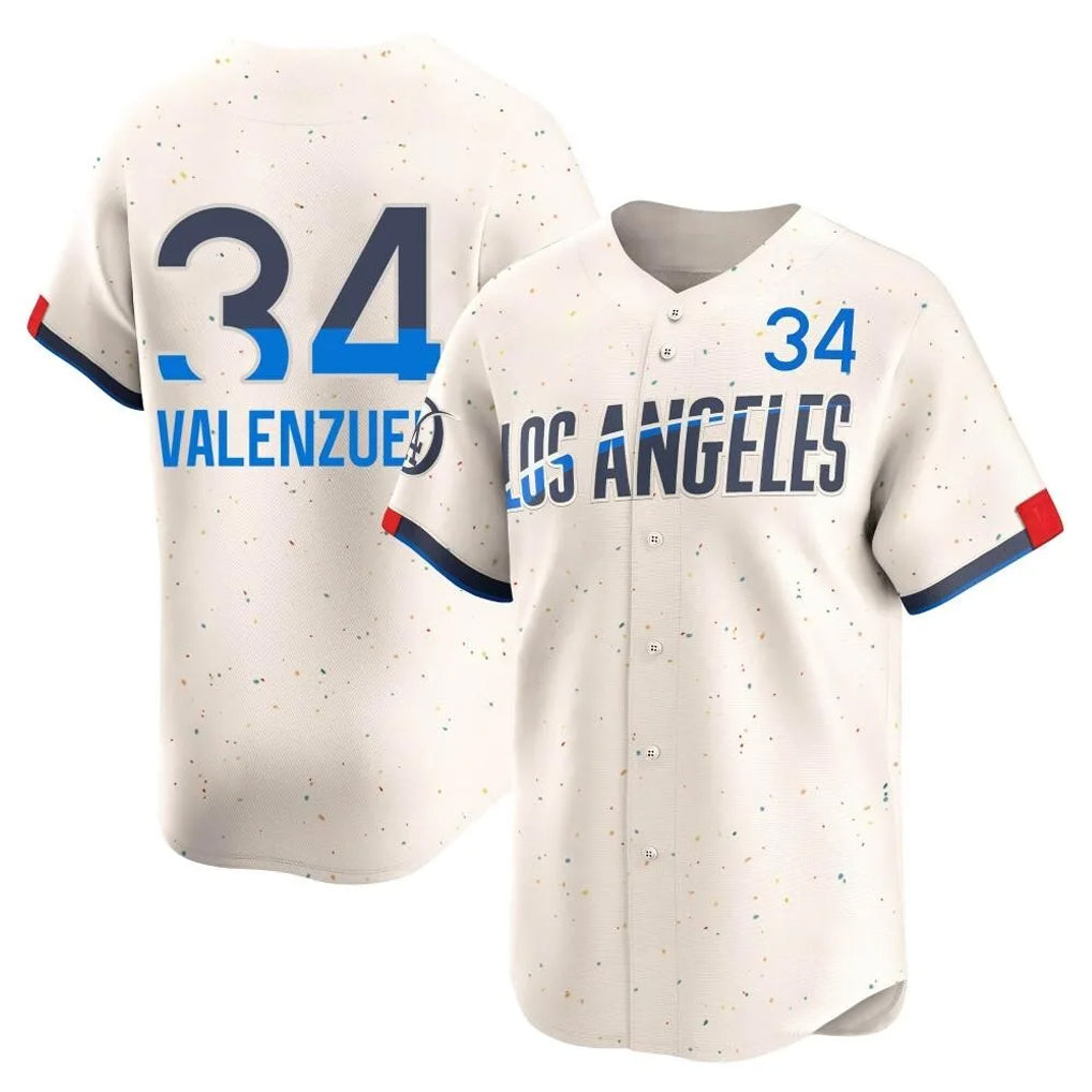 Johmsee LA.Dodgers #34 Fernando Valenzuela Player Cream City Connect Limited Home Stitched Jerseys
