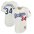 Johmsee LA.Dodgers #34 Fernando Valenzuela Player Cream Throwback Vapor Limited Stitched Jerseys