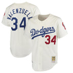 Johmsee LA.Dodgers #34 Fernando Valenzuela Player Cream Throwback Vapor Limited Stitched Jerseys