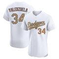 Johmsee LA.Dodgers #34 Fernando Valenzuela Player Gold Limited Elite Home Stitched Jerseys