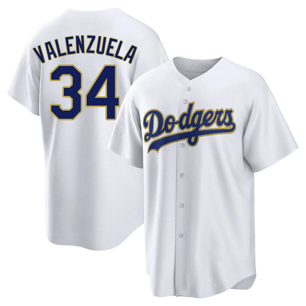 Johmsee LA.Dodgers #34 Fernando Valenzuela Player Gold White 2026 Collection Stadium Game Stitched Jerseys