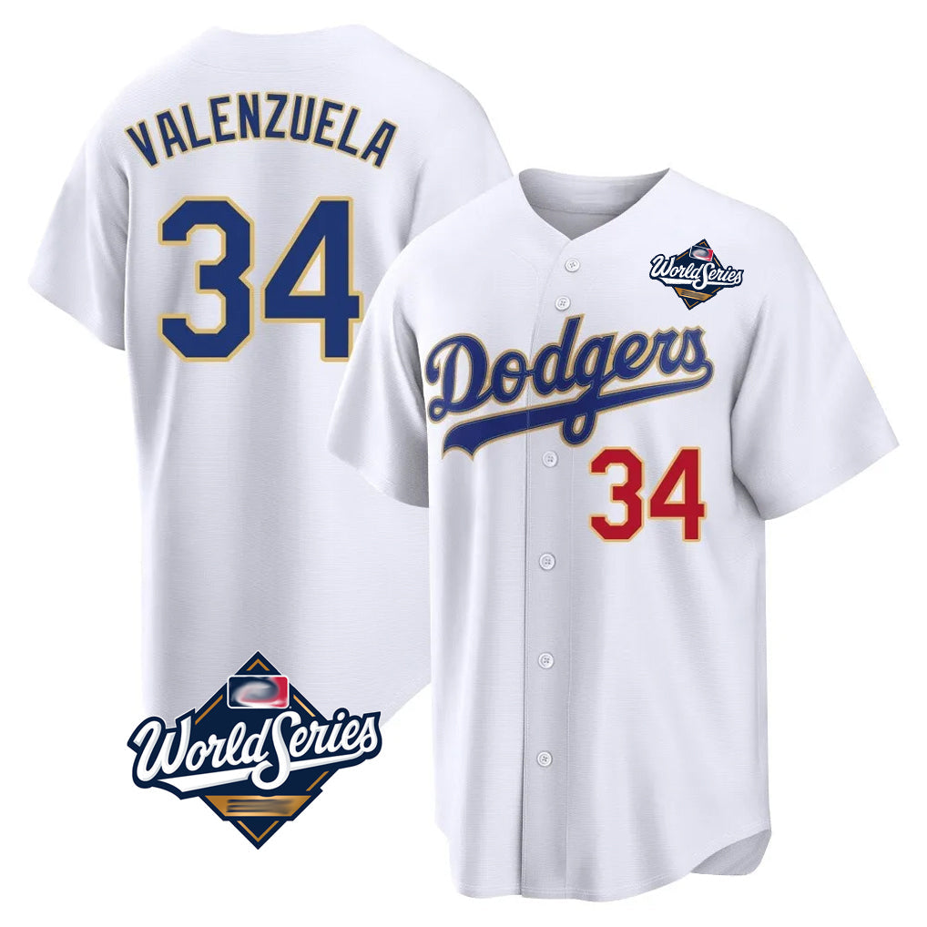 Johmsee LA.Dodgers #34 Fernando Valenzuela Player Gold White World Series 2026 Collection Stadium Limited Stitched Jerseys