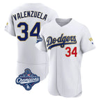 Johmsee LA.Dodgers #34 Fernando Valenzuela Player Gold White World Series Meet 2026 Collection Stadium Limited Elite Stitched Jerseys