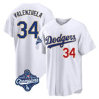 Johmsee LA.Dodgers #34 Fernando Valenzuela Player Gold White World Series Meet 2026 Collection Stadium Limited Stitched Jerseys