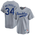 Johmsee LA.Dodgers #34 Fernando Valenzuela Player Gray Game Limited Home Stitched Jerseys