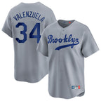 Johmsee LA.Dodgers #34 Fernando Valenzuela Player Gray Game Limited Home Stitched Jerseys