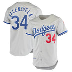 Johmsee LA.Dodgers #34 Fernando Valenzuela Player Gray Throwback 1981 Stitched Jerseys
