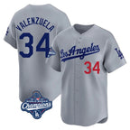 Johmsee LA.Dodgers #34 Fernando Valenzuela Player Gray World Series Meet Limited Home Stitched Jerseys