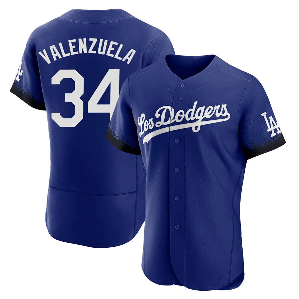 Johmsee LA.Dodgers #34 Fernando Valenzuela Player Royal City Connect Elite Home Stitched Jerseys