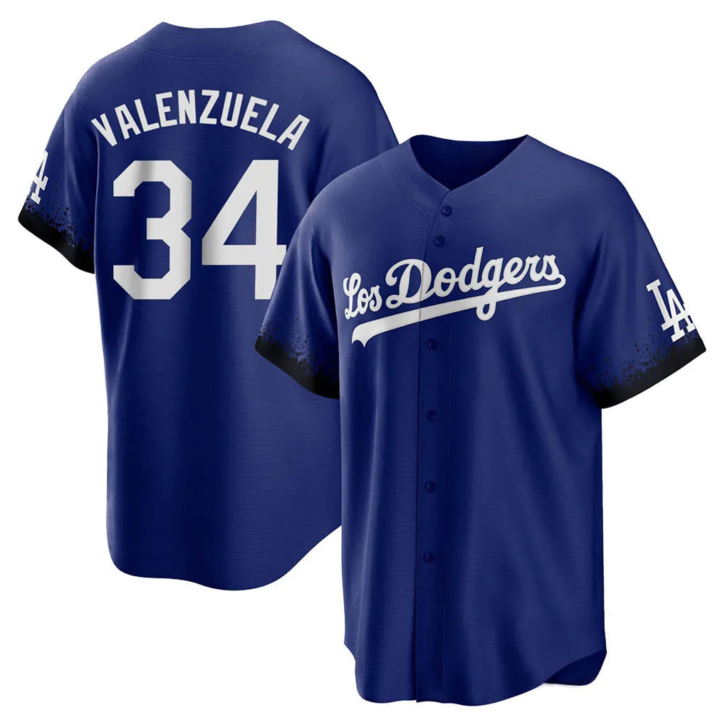 Johmsee LA.Dodgers #34 Fernando Valenzuela Player Royal City Connect Home Game Stitched Jerseys