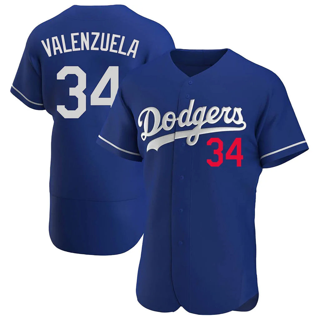 Johmsee LA.Dodgers #34 Fernando Valenzuela Player Royal Limited Elite Home Stitched Jerseys