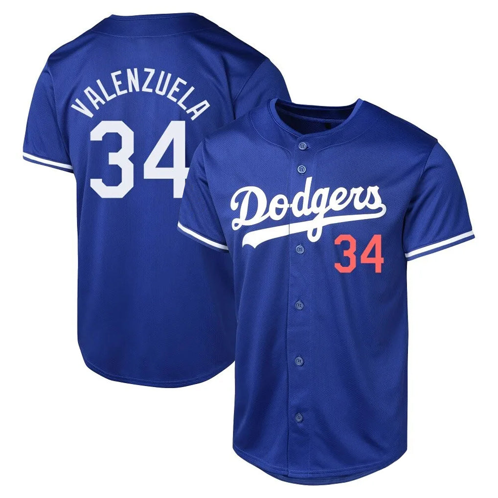 Johmsee LA.Dodgers #34 Fernando Valenzuela Player Royal Limited World Series Stitched Jerseys