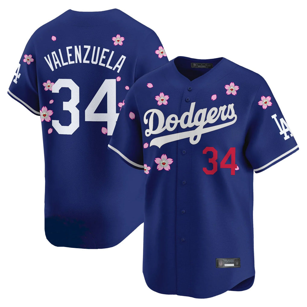 Johmsee LA.Dodgers #34 Fernando Valenzuela Player Royal Tokyo Series Vapor Premier Limited Stitched Jerseys