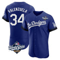 Johmsee LA.Dodgers #34 Fernando Valenzuela Player Royal World Series City Connect Elite Home Stitched Jerseys