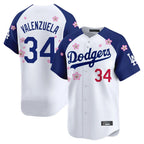 Johmsee LA.Dodgers #34 Fernando Valenzuela Player White-Royal Tokyo Series Vapor Premier Limited Stitched Jerseys