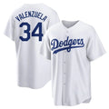 Johmsee LA.Dodgers #34 Fernando Valenzuela Player White Game Home Stitched Jerseys
