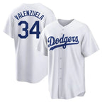 Johmsee LA.Dodgers #34 Fernando Valenzuela Player White Game Home Stitched Jerseys