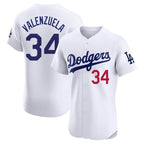 Johmsee LA.Dodgers #34 Fernando Valenzuela Player White Limited Elite Home Stitched Jerseys