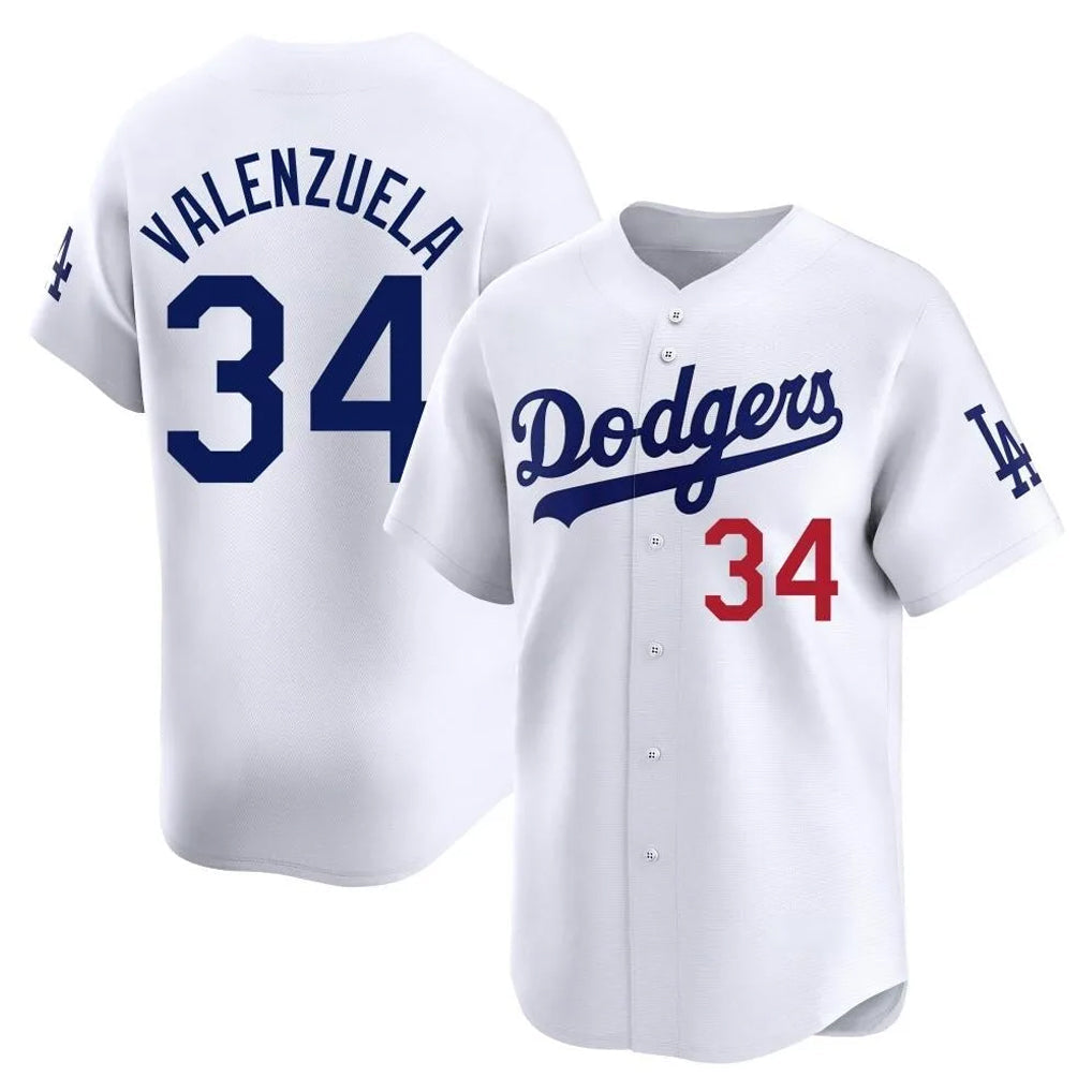 Johmsee LA.Dodgers #34 Fernando Valenzuela Player White Limited Home Stitched Jerseys