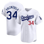 Johmsee LA.Dodgers #34 Fernando Valenzuela Player White Limited Home Stitched Jerseys