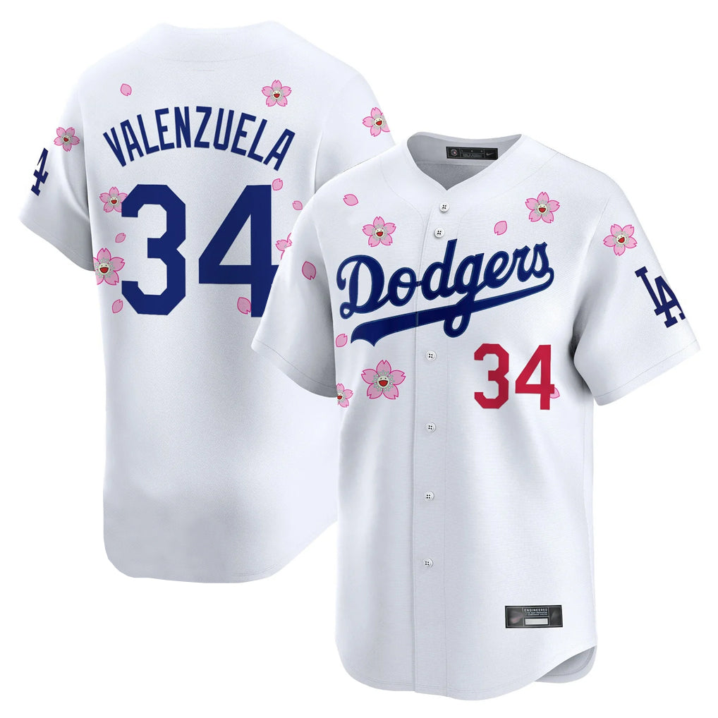 Johmsee LA.Dodgers #34 Fernando Valenzuela Player White Tokyo Series Vapor Premier Limited Stitched Jerseys