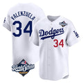 Johmsee LA.Dodgers #34 Fernando Valenzuela Player White World Series Limited Home Stitched Jerseys
