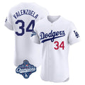 Johmsee LA.Dodgers #34 Fernando Valenzuela Player White World Series Meet Limited Elite Home Stitched Jerseys