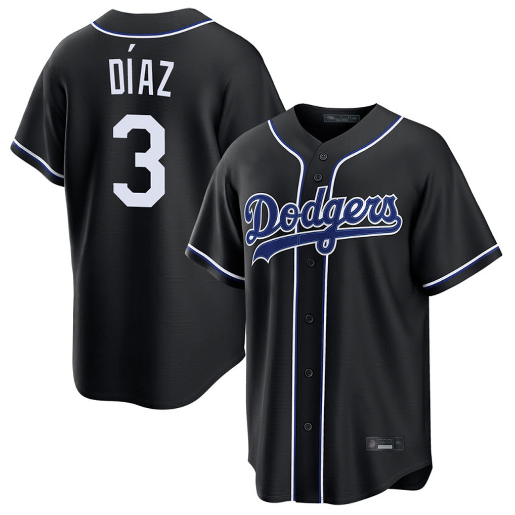 Johmsee LA.Dodgers #3 Edwin D¡§aaz Player Black Carbon Limited Home Stitched Jerseys