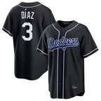 Johmsee LA.Dodgers #3 Edwin D¡§aaz Player Black Carbon Limited Home Stitched Jerseys