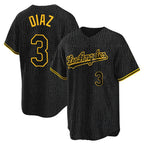 Johmsee LA.Dodgers #3 Edwin D¡§aaz Player Black Gold Limited Home Stitched Jerseys