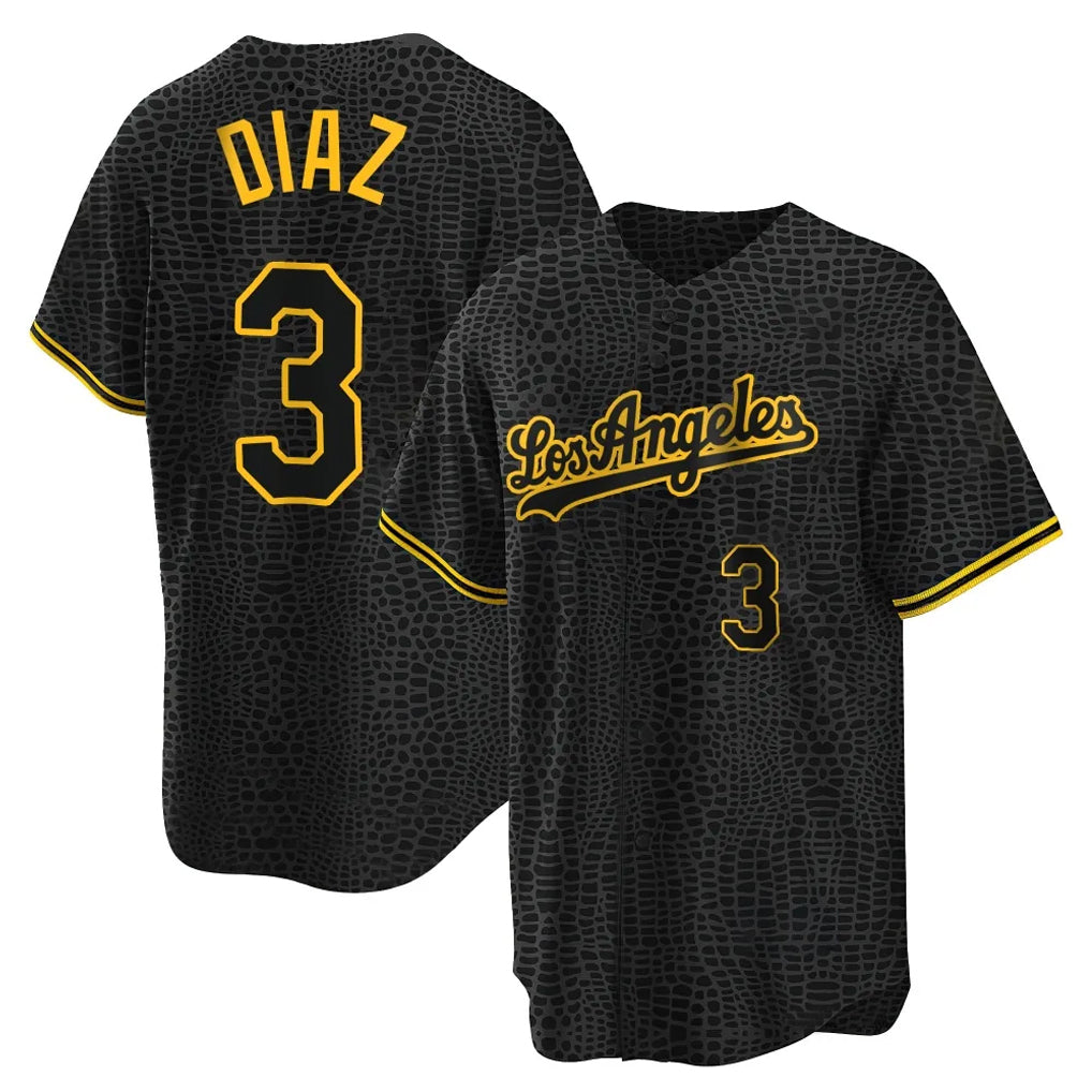 Johmsee LA.Dodgers #3 Edwin D¡§aaz Player Black Gold Limited Home Stitched Jerseys