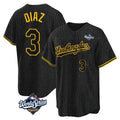 Johmsee LA.Dodgers #3 Edwin D¡§aaz Player Black Gold World Series Limited Home Stitched Jerseys