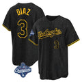 Johmsee LA.Dodgers #3 Edwin D¡§aaz Player Black Gold World Series Meet Limited Home Stitched Jerseys