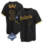 Johmsee LA.Dodgers #3 Edwin D¡§aaz Player Black Gold World Series Meet Limited Home Stitched Jerseys