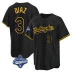 Johmsee LA.Dodgers #3 Edwin D¨ªaz Player Black Gold World Series Meet Limited Home Stitched Jerseys