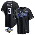 Johmsee LA.Dodgers #3 Edwin D¡§aaz Player Black World Series Carbon Limited Home Stitched Jerseys